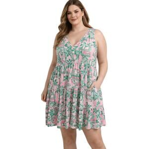 Lilly Pulitzer Lorina Swing Mandevilla Baby Worth Stretcy Knit Dress Size 2X